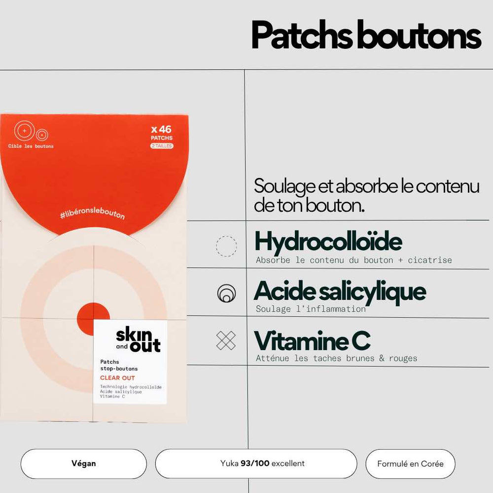 CLEAR OUT – Patchs boutons hydrocolloïdes