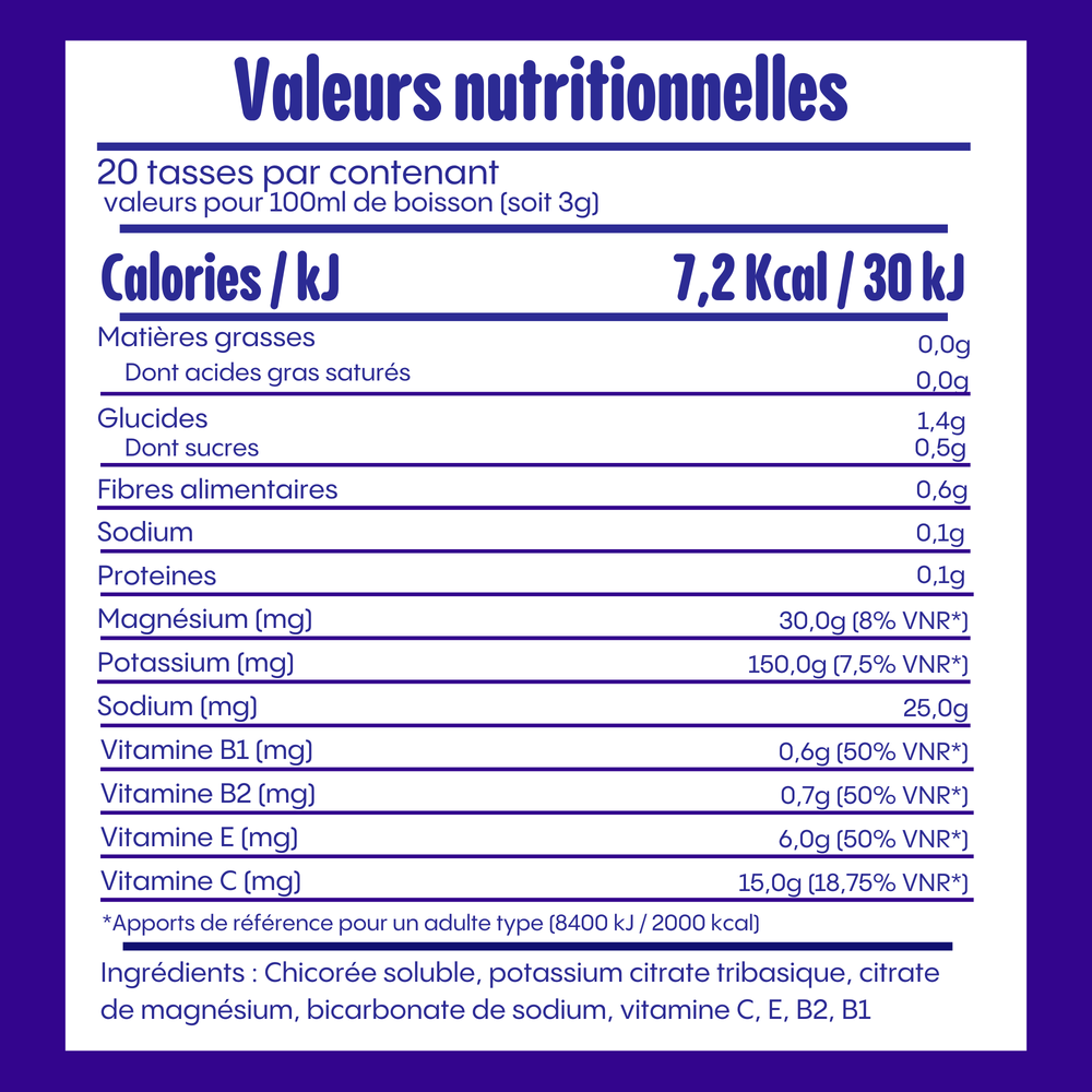 Chicorée, Électrolytes & Vitamines – HYDRATE (Hydratation & Énergie)