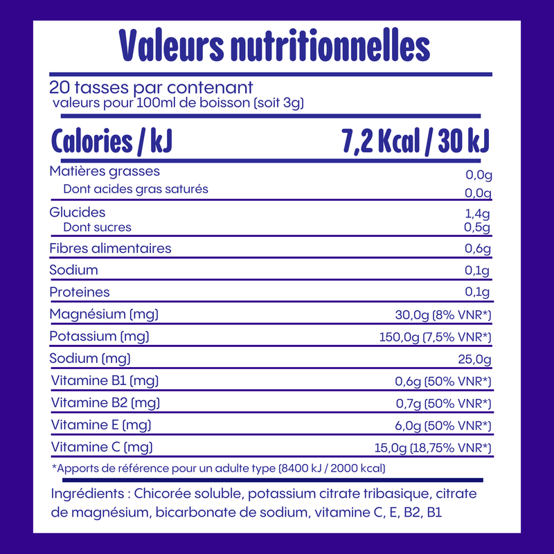 Chicorée, Électrolytes & Vitamines – HYDRATE (Hydratation & Énergie)