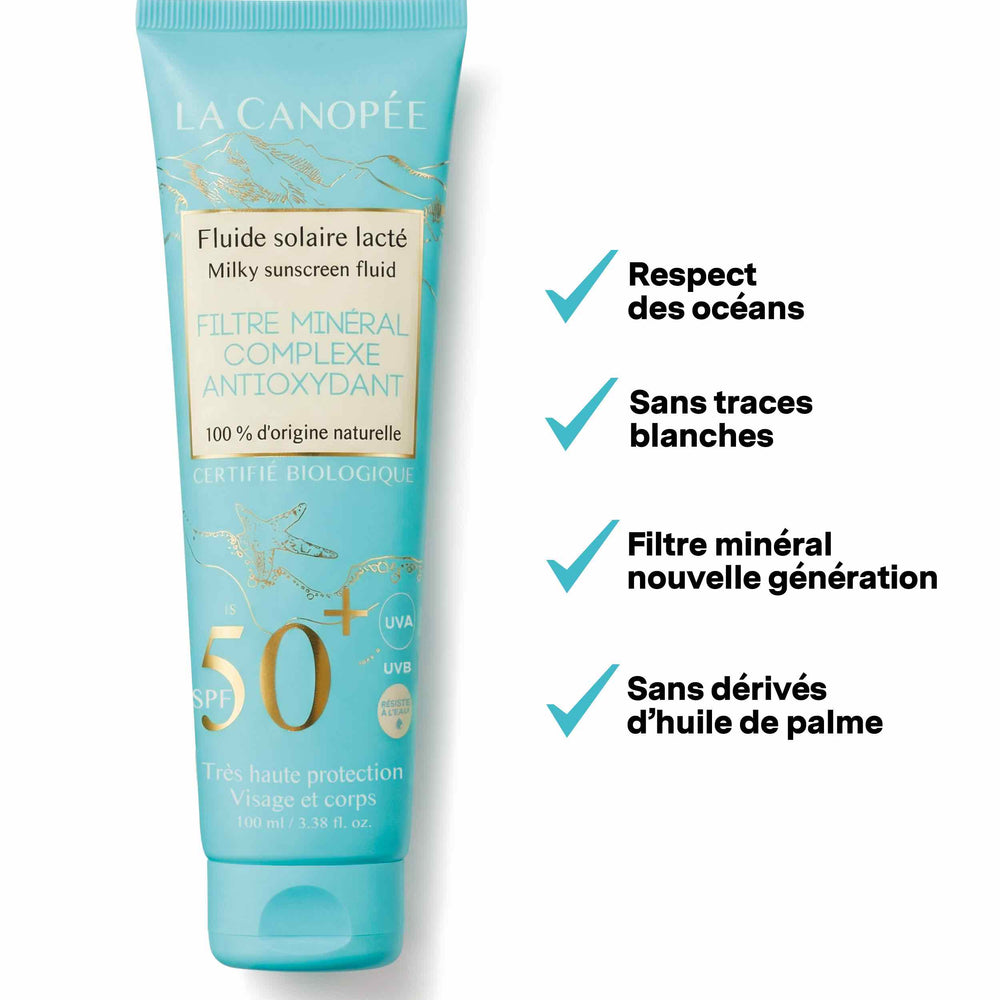 Fluide Solaire Lacté SPF50+ – Visage & Corps