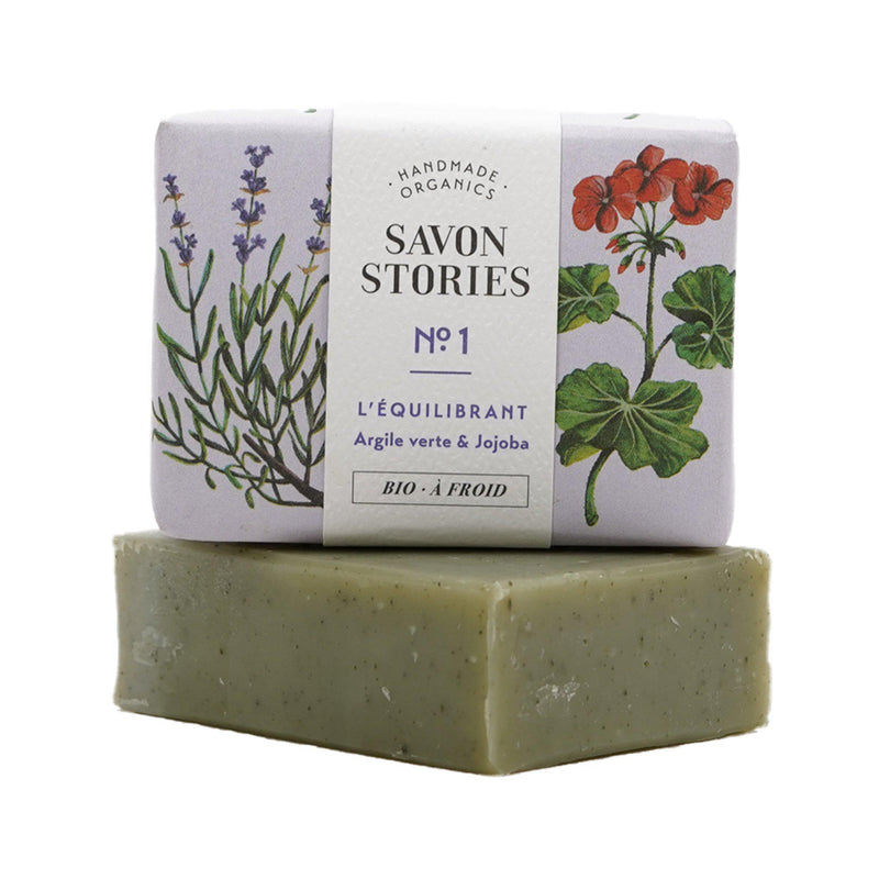 Savon N°1 L’Équilibrant Argile Verte Jojoba Soap N°1 Balancing Green Clay Jojoba - Savon Stories
